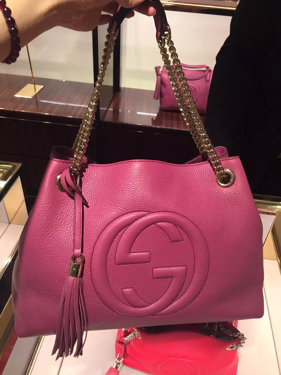 Real Gucci Soho Leather Bag 308982 Dusty Rose